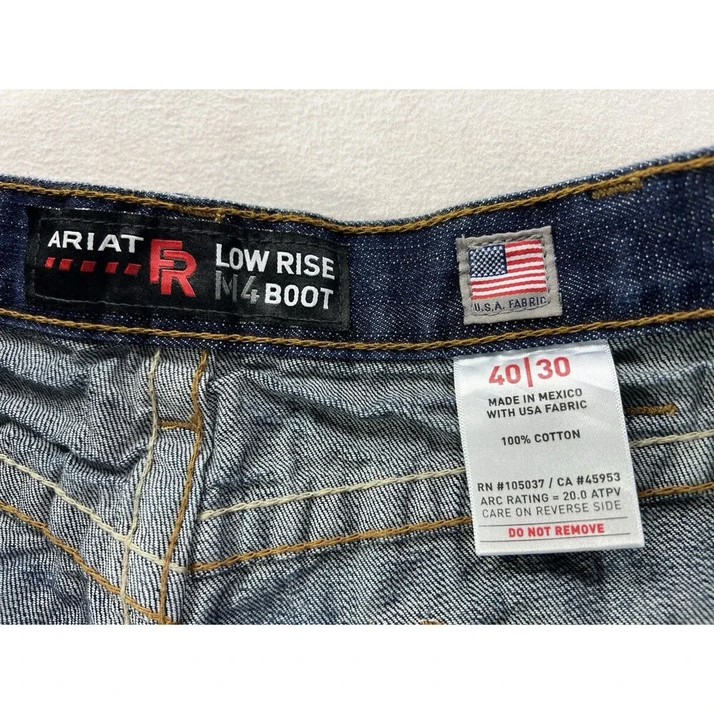 Ariat FR M4 Low Rise Boot Cut Jeans Mens 38x30 Blue Flame Resistant Denim